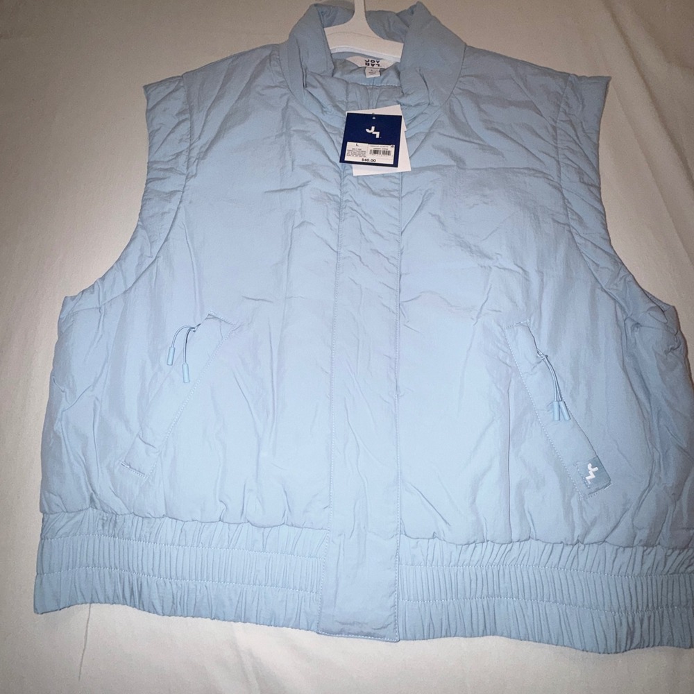 JoyLab Puffer Vest Womens Large Tranquility Blue NEW Cropped Sporty